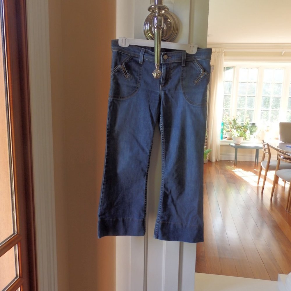 Juicy Couture Crop Capri blue Jeans zipper pockets 29 - Picture 9 of 9